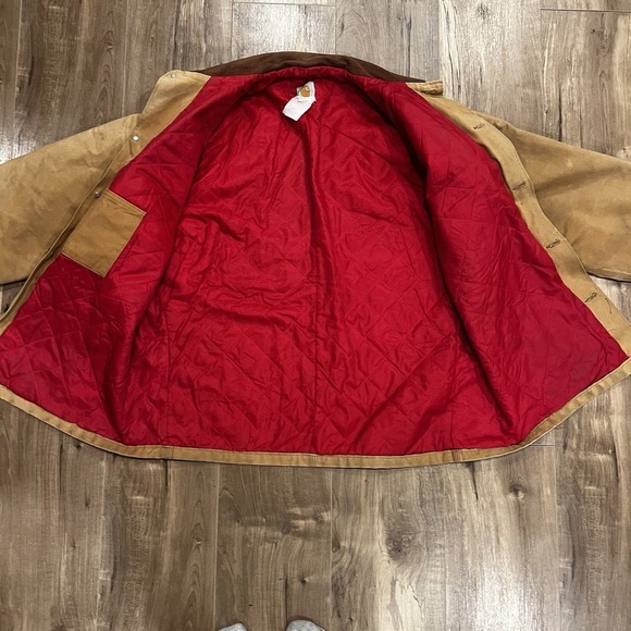 VTG Carhartt‎ Chore Coat XL Duck Canvas Jacket Quilt Lined Thrashed  Workwear - Picture 7 of 12